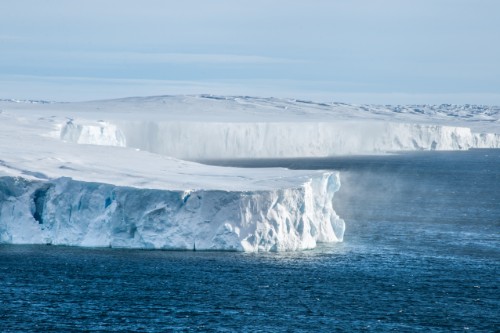 snow-blowing across the terminus of Vanderford Glacier, Wilkes Land, East Antarctica.